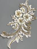 Декоративный элемент с золотой нитью "Завиток крупный с цветами " 33*15см.