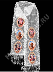 Рушник кружевной с цветной печатью 250*25 см