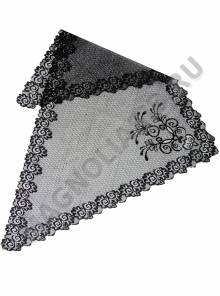 Наголовник кружевной чёрный оплавленный край 130см*100см