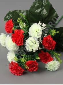 Букет гвоздик с добавкой на подкустнике 12гр 40см (кр-бел)