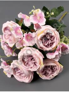 Букет роз пионовидных с добавками 10гр 47см (бел мал-пеп свек св-сир роз-пеп)