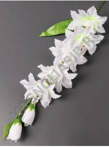 Ветка мальвы с бусинкой 5цв + 2 бутона 52cм (бел)