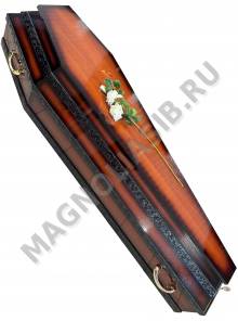 Гроб лакиров шестигранник Люкс декор тонирован орех с декор накладками