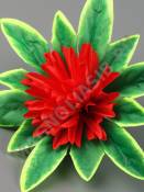 ***Хризантема 8см атлас на листе 4 сл 17см (бел крас роз желт сир) 