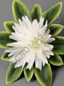 ***Хризантема 10см атлас на листе 4сл 17см(бел желт сир роз)