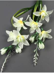 Ветка Кукушкиных слезок 3цв+2бут с травкой 52см (бел гол св-желт бел-сир фиол)