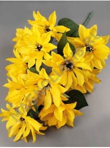 Букет с георгинами 11гр 62см(бел син красн жёлт сир роз)