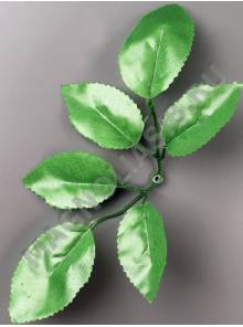 Лист розы 6 лист с отверстием для утолщенного стебля шелк 23 см