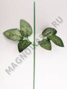 Стебель с листом розы шестерным сросшимся 38см
