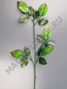 Москва***Ветка с листьями розы на 3 цветка 70см (светл)