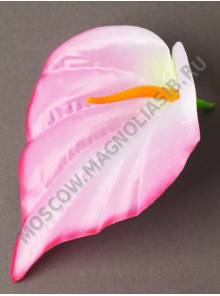 ***Калла объёмная атлас 1сл 14/15см без пестика (бел сир жёл) (пестик см. 2212)