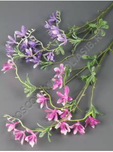 РАСПРОДАЖА Ветка орхидей  с напылением пластм 60 см(сир, фиол)