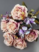Букет роз с бабочками 9гр 47см (граф-фиол бел крем свек роз кр-сир)